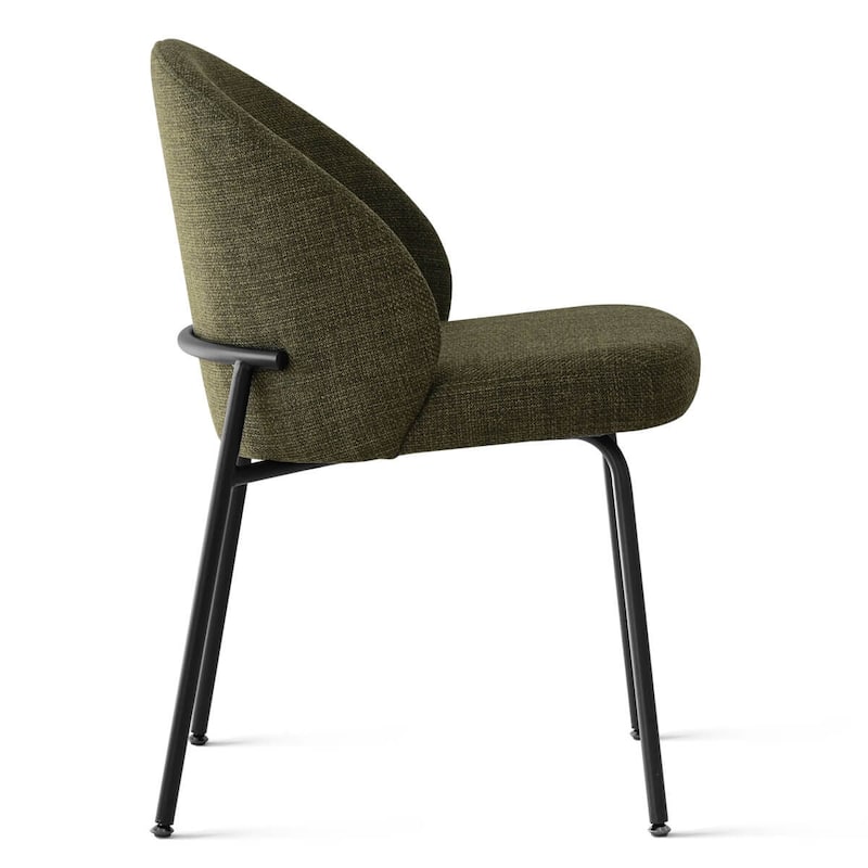 Modern Fabric Dining Chairs with Curved Back and Steel Legs, Set of 4