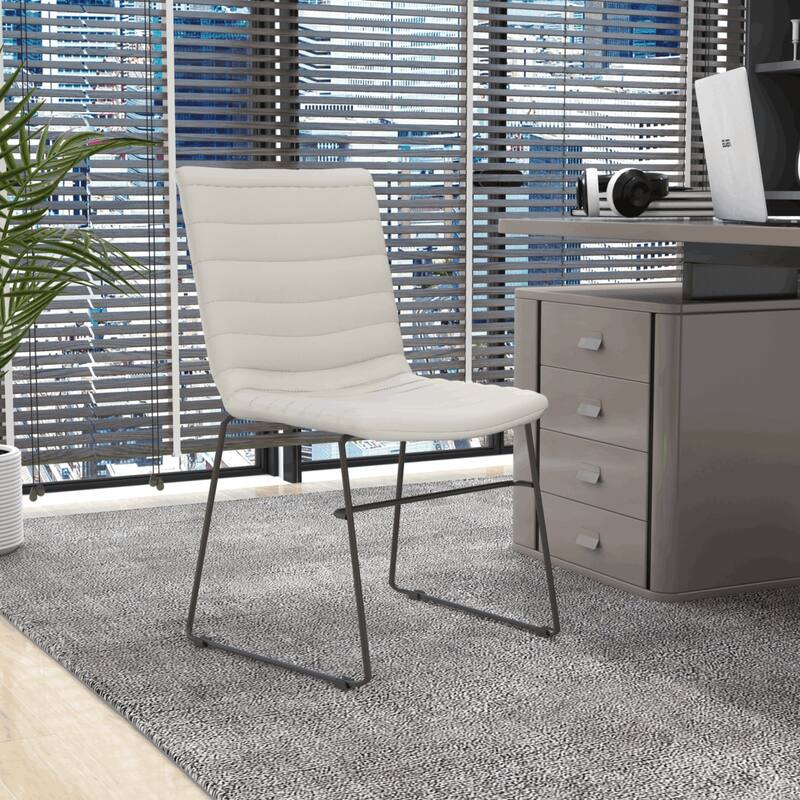 Zylar Modern Leather Guest Chair with Lumbar Support, Stainless Steel Base, High-Density Foam, Floor Protectors, 300 lb Capacity