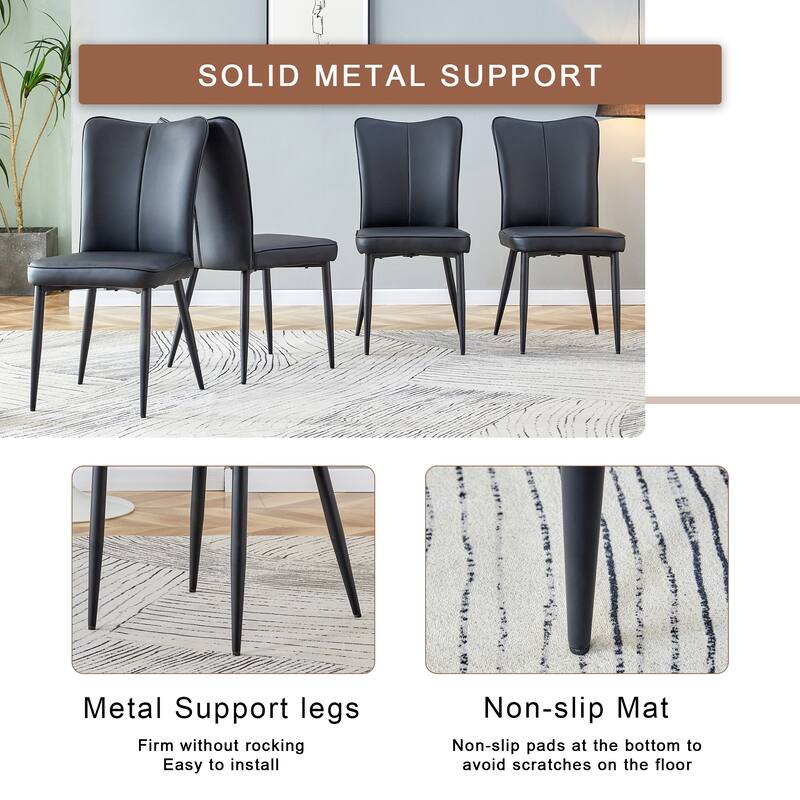 5-Piece Round Dining Table Set with Black Side Upholstered Chairs