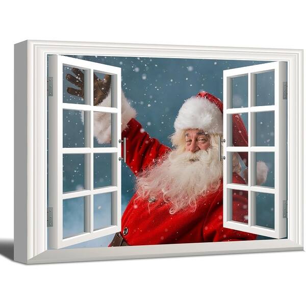 Real Santa Window Santa Claus Wall Paintings Fake Window View Wall Art - Bed Bath ...