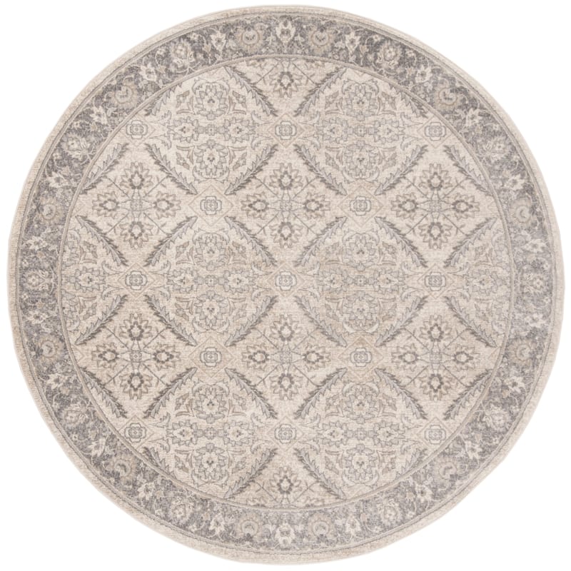 SAFAVIEH Brentwood Bibiñe Traditional Oriental Rug - 6'7" Round - Cream/Grey