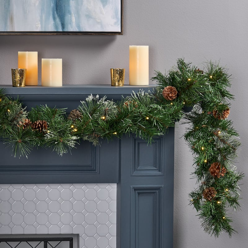 9-foot Faux Cashmere Pine Pre-lit Artificial Christmas Garland (Set of 2) by Christopher Knight Home