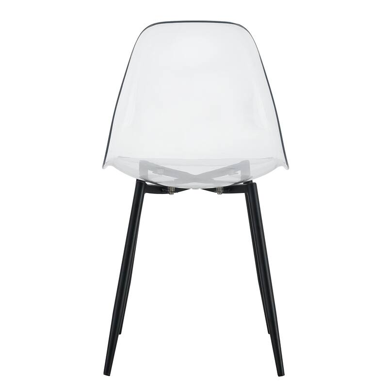 Roomfitters Transparent Plastic Dining Chairs with Black Metal Legs, Armless Crystal Nordic Style Set of 4 for Home Use, Black