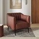 preview thumbnail 39 of 43, Alfons Industrial Leather Chair with Channel Tufting and Metal Leg by HULALA HOME