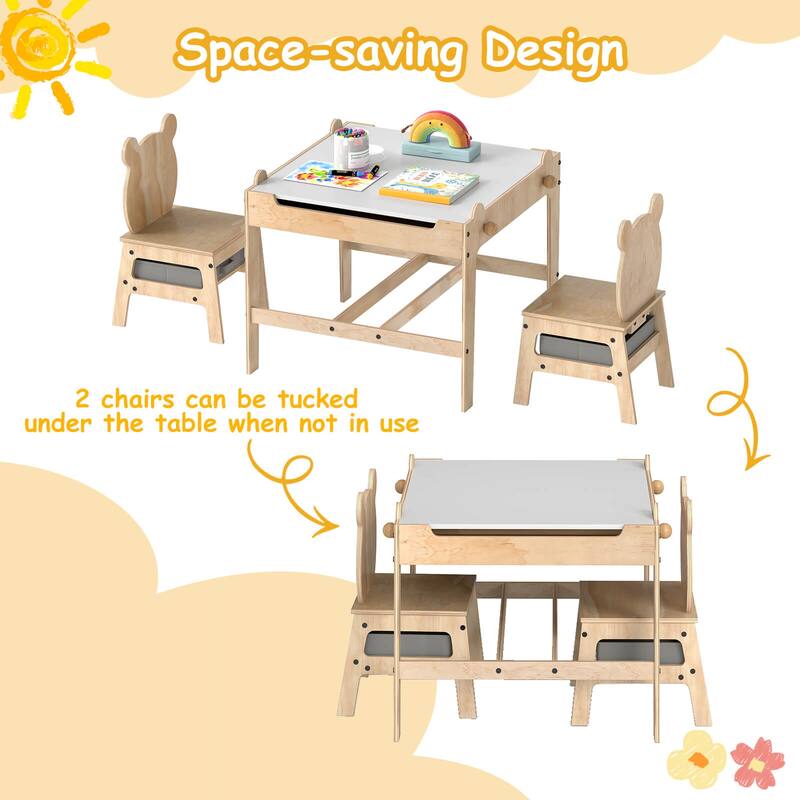 Costway Kids Table and Chairs Set 4 in 1 Children Activity Table with - See Details