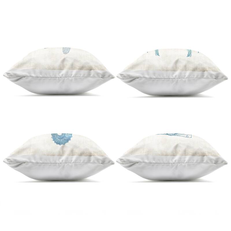 Stupell Aquatic Sea Life Impressions Printed Outdoor Throw Pillow Design by Susan Arnot (Set of 4)