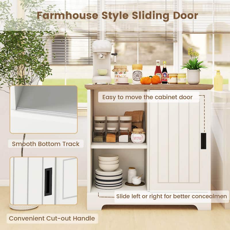 Costway Farmhouse Sideboard Buffet Cabinet with Sliding Doors 3 - See Details