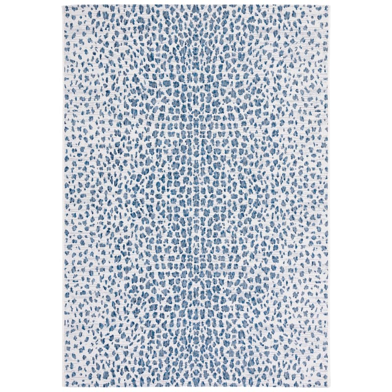 SAFAVIEH Courtyard Ruta Indoor/ Outdoor Waterproof Patio Backyard Rug - 2'3" x 5' - Ivory/Navy