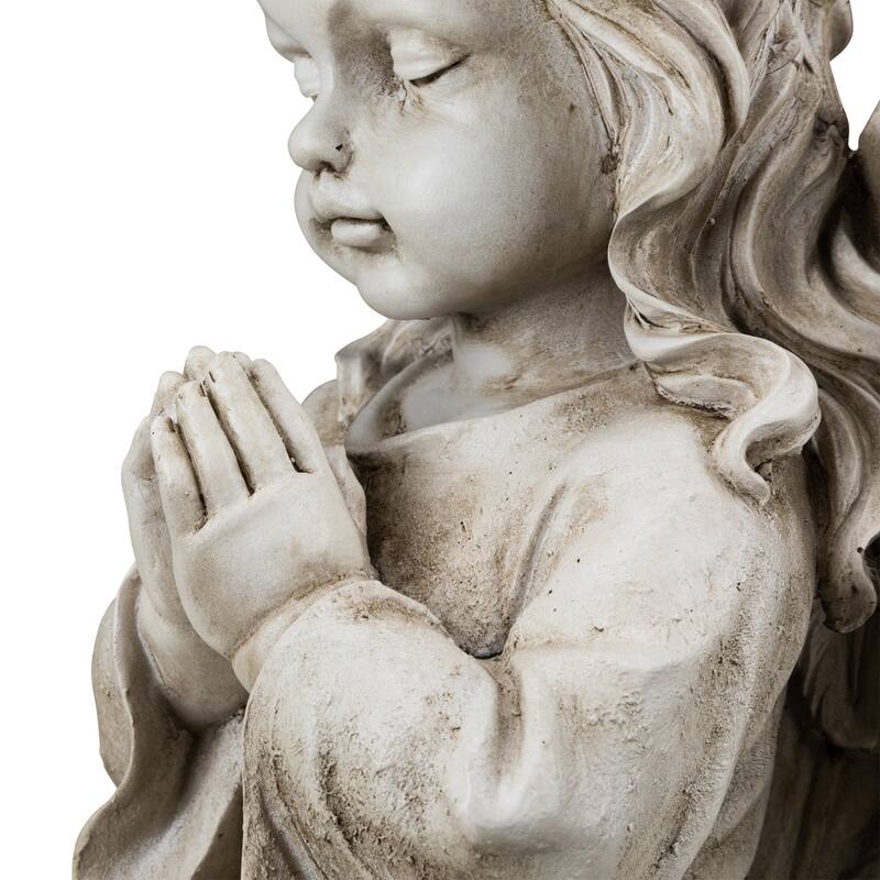 Kneeling Praying Cherub Statue - 14" - Beige