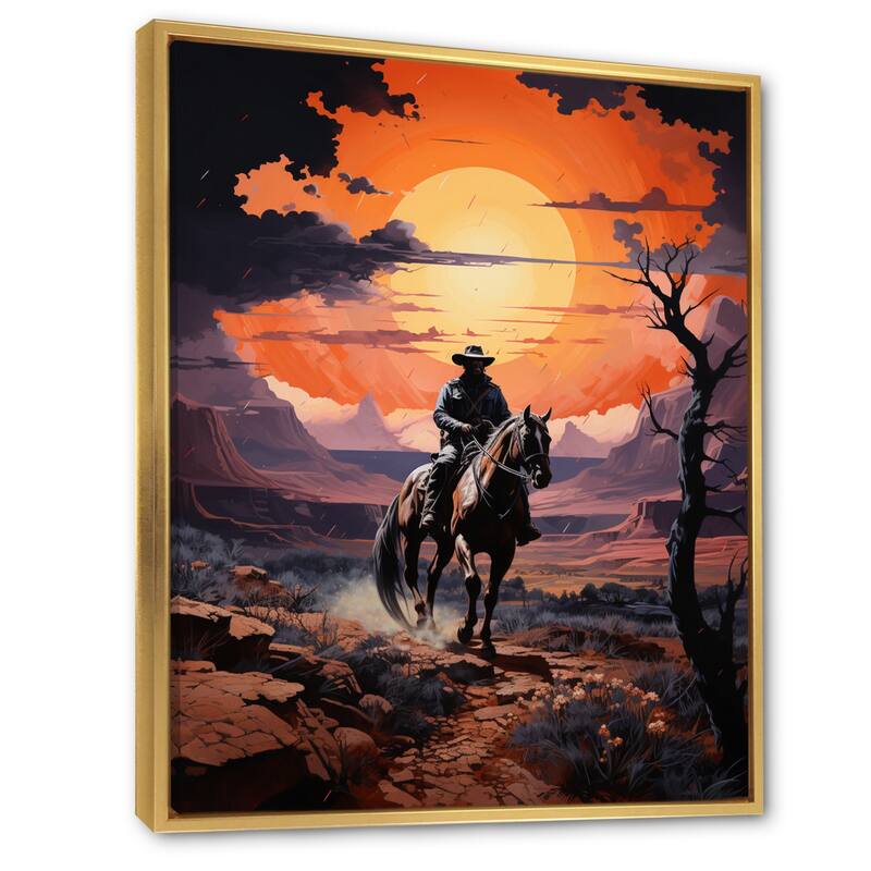 Designart "Western Cowboy Rugged" Western Framed Wall Art Prints