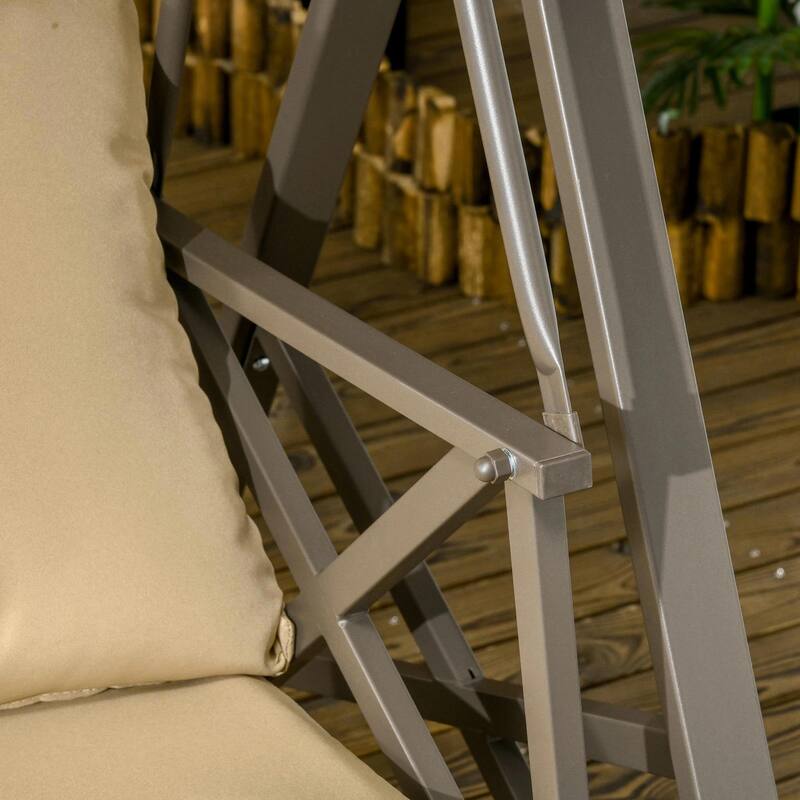 3-Seat Patio Swing, Cushion, Throw Pillows, Adjustable Canopy, Porch