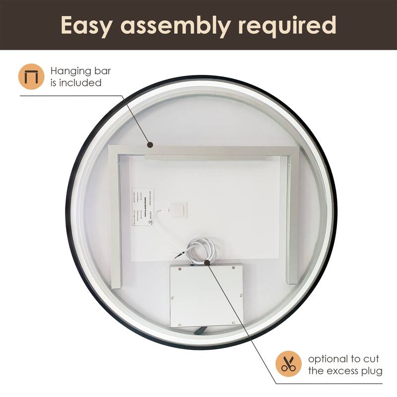 Altair Palme Round Framed Bathroom LED Lighted Wall Mirror
