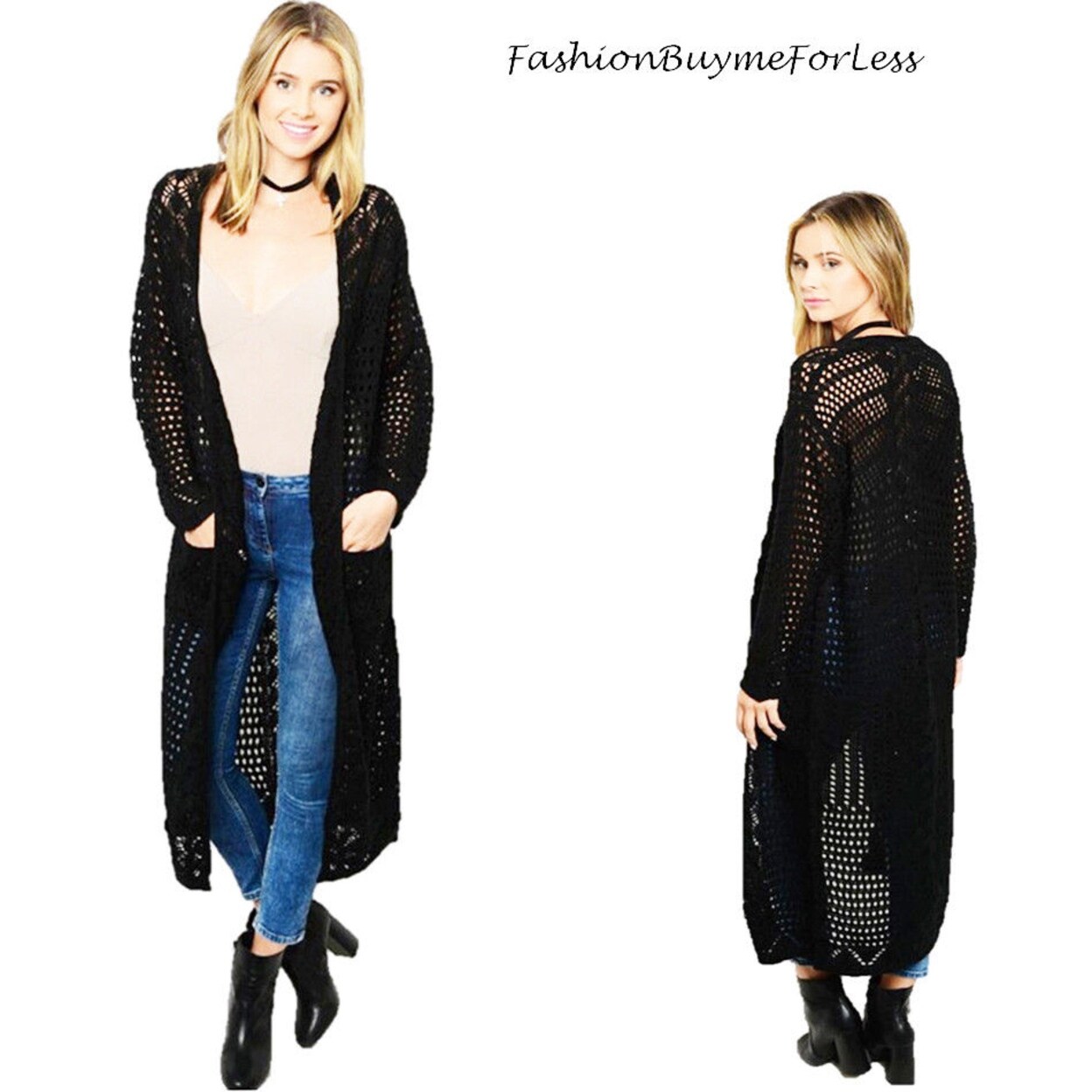 black boho cardigan