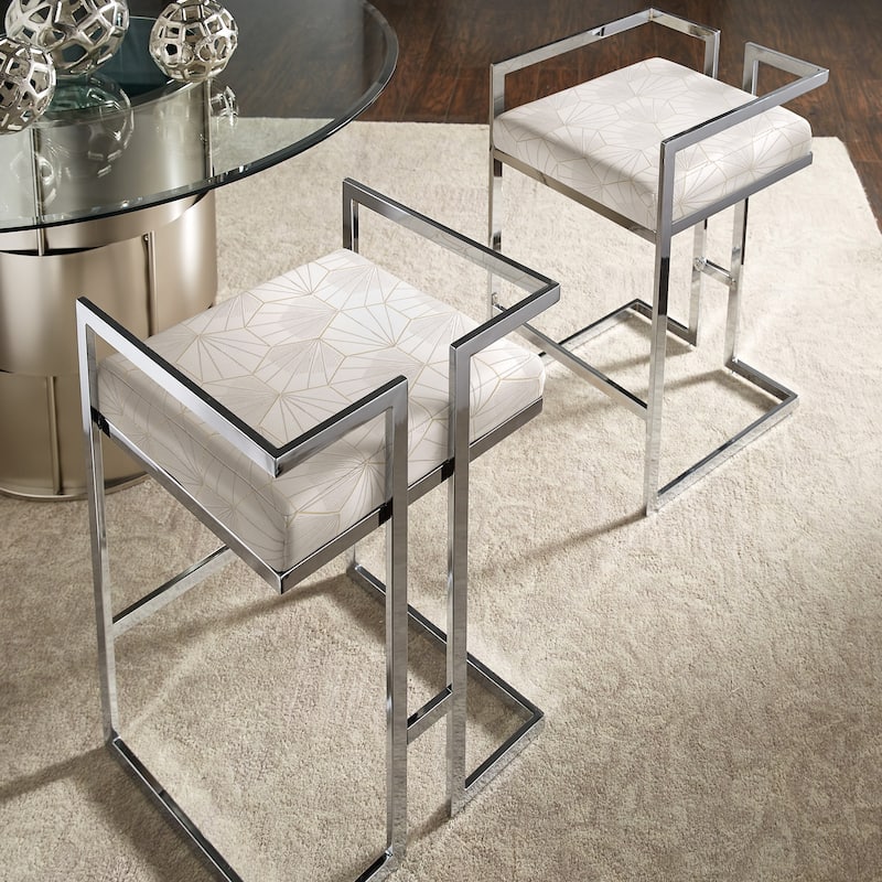 Tanner Velvet Upholstered Chrome Finish Metal Barstool (Set of 2) by iNSPIRE Q Bold