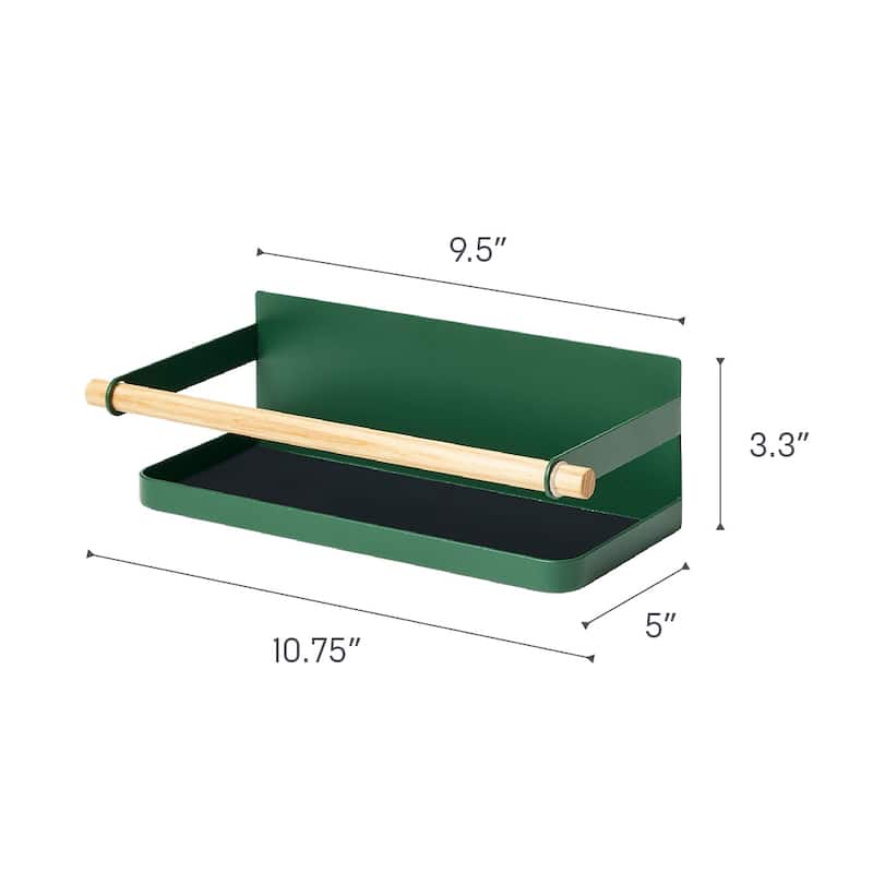 Yamazaki Home Magnetic Storage Caddy, Steel and Wood, Holds 3.3 lbs - L 5.12 x W 10.83 x H 3.35 inches