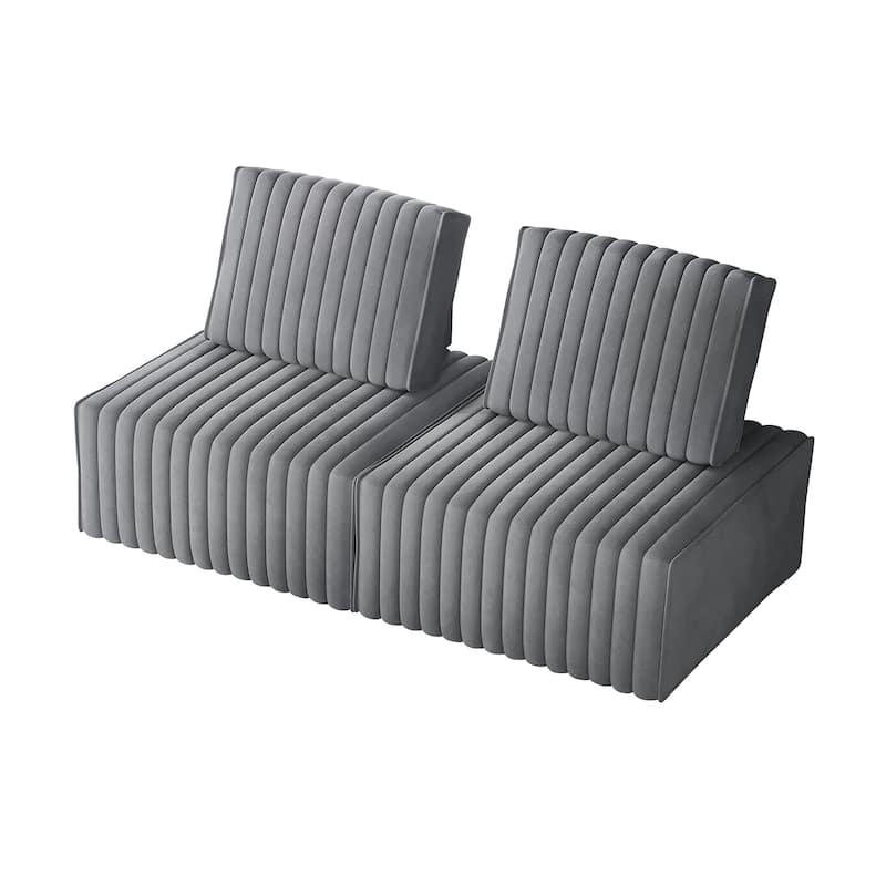 CraftPorch 2-Pieces Contemporary Clean-Line Linen Upholstered - 2 Piece - Light Grey