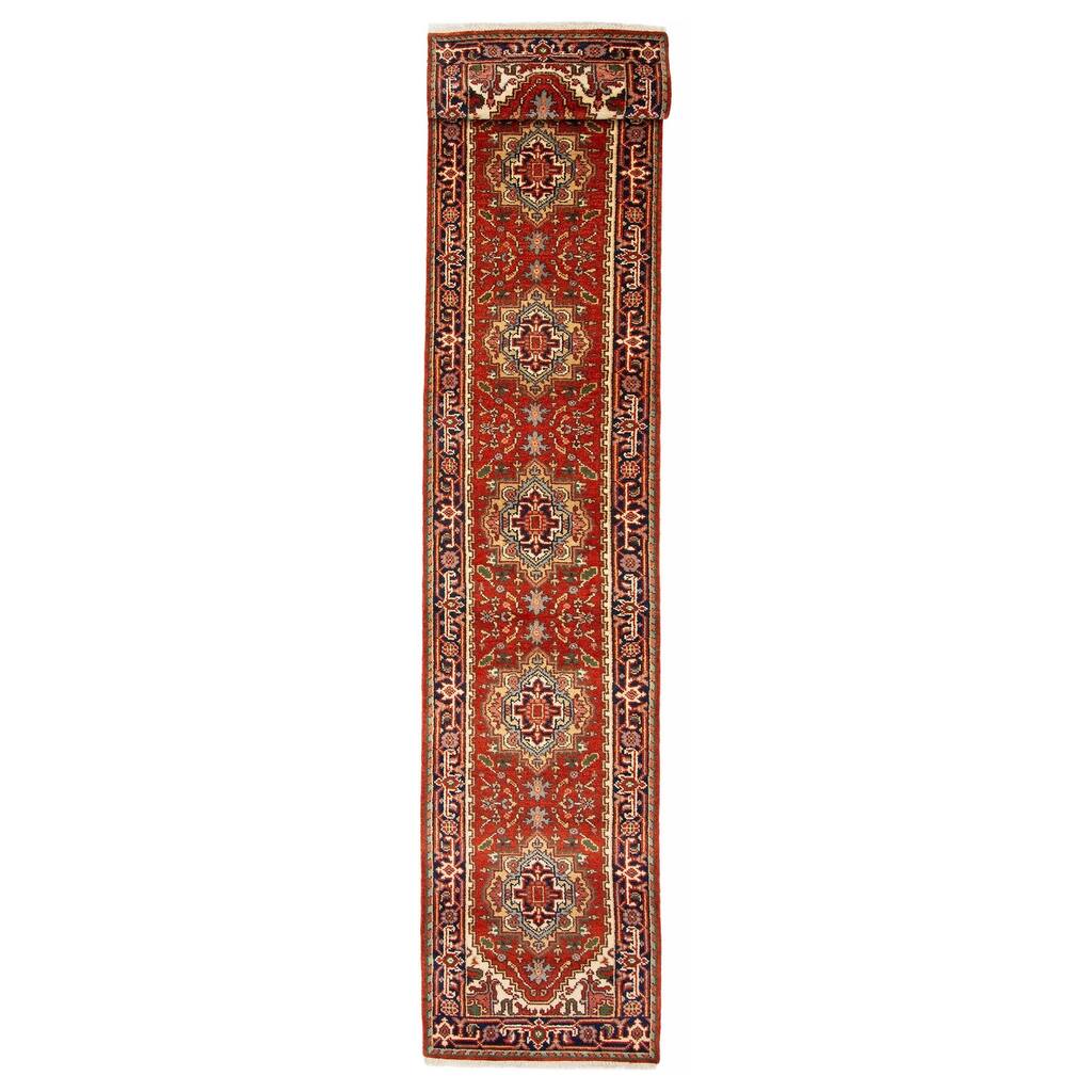 ECARPETGALLERY Hand-knotted Serapi Heritage Red Wool Rug - 2'7 x 17'10