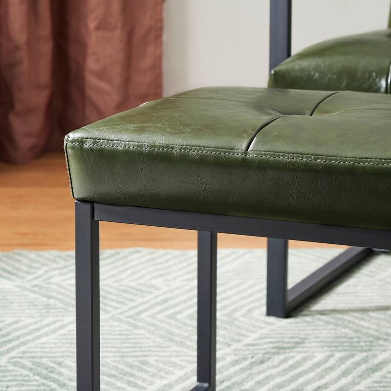 Glitzhome Modern PU Leather Tufted Accent Chair with Ottoman Set