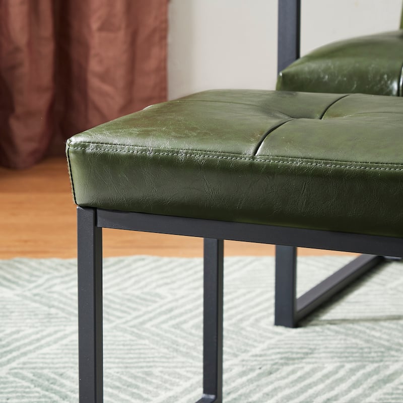 Glitzhome Set of 2 24"W Modern PU Leather Button-tufted Ottoman Foot stool
