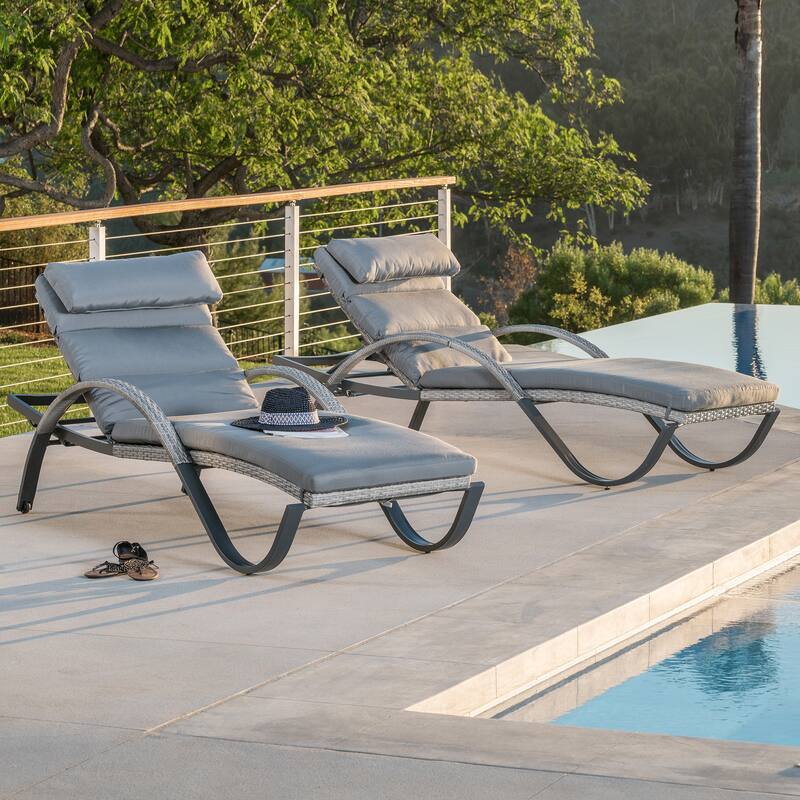 Cannes 2 Piece Sunbrella Outdoor Patio Chaise Lounges with Cushions