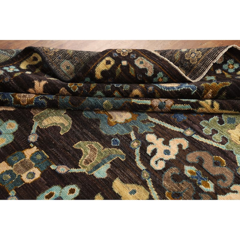 Hand Knotted Oriental 100% Wool Carpet Transitional All-Over Brown Oushak Area Rug - 10' 0'' X 8' 1''