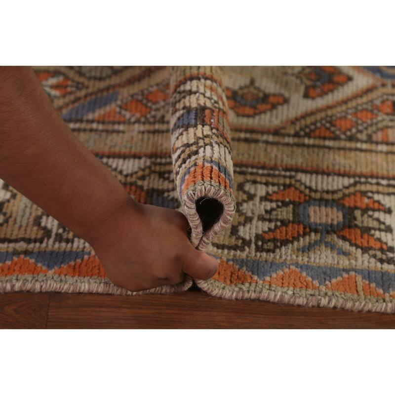 Orange Bakhtiari Persian Vintage Area Rug Handmade Wool Carpet - 6'4" x 9'3"
