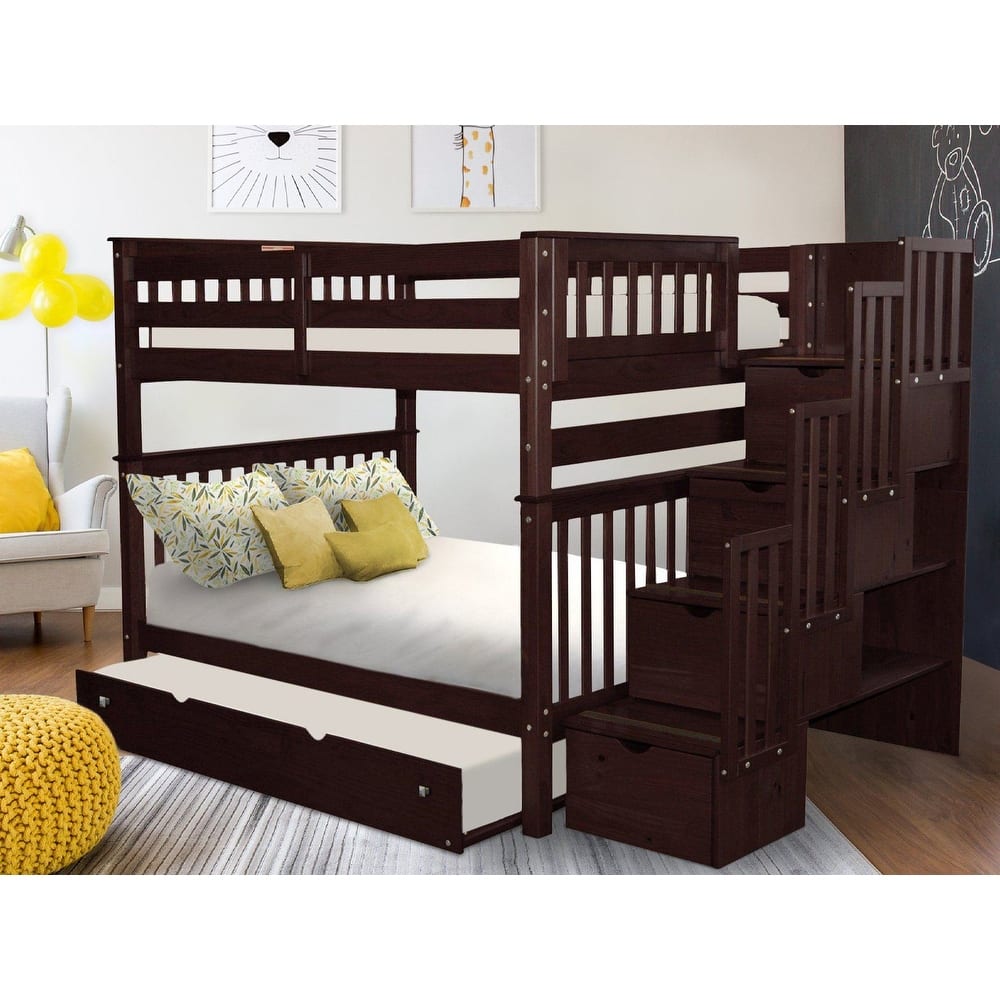 Taylor & Olive Trillium Full over Full Stairway Bunk Bed, Twin Trundle