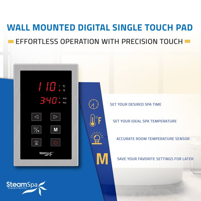 Oasis Series 12000-Watts Steam Generator with Continuous Steam Plus Easy Touch Pad and Auto Drain