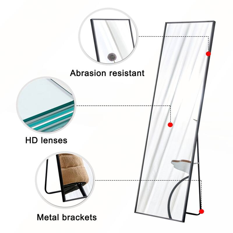 Aluminum Alloy Metal Frame Wall Mounted Full Body Mirror
