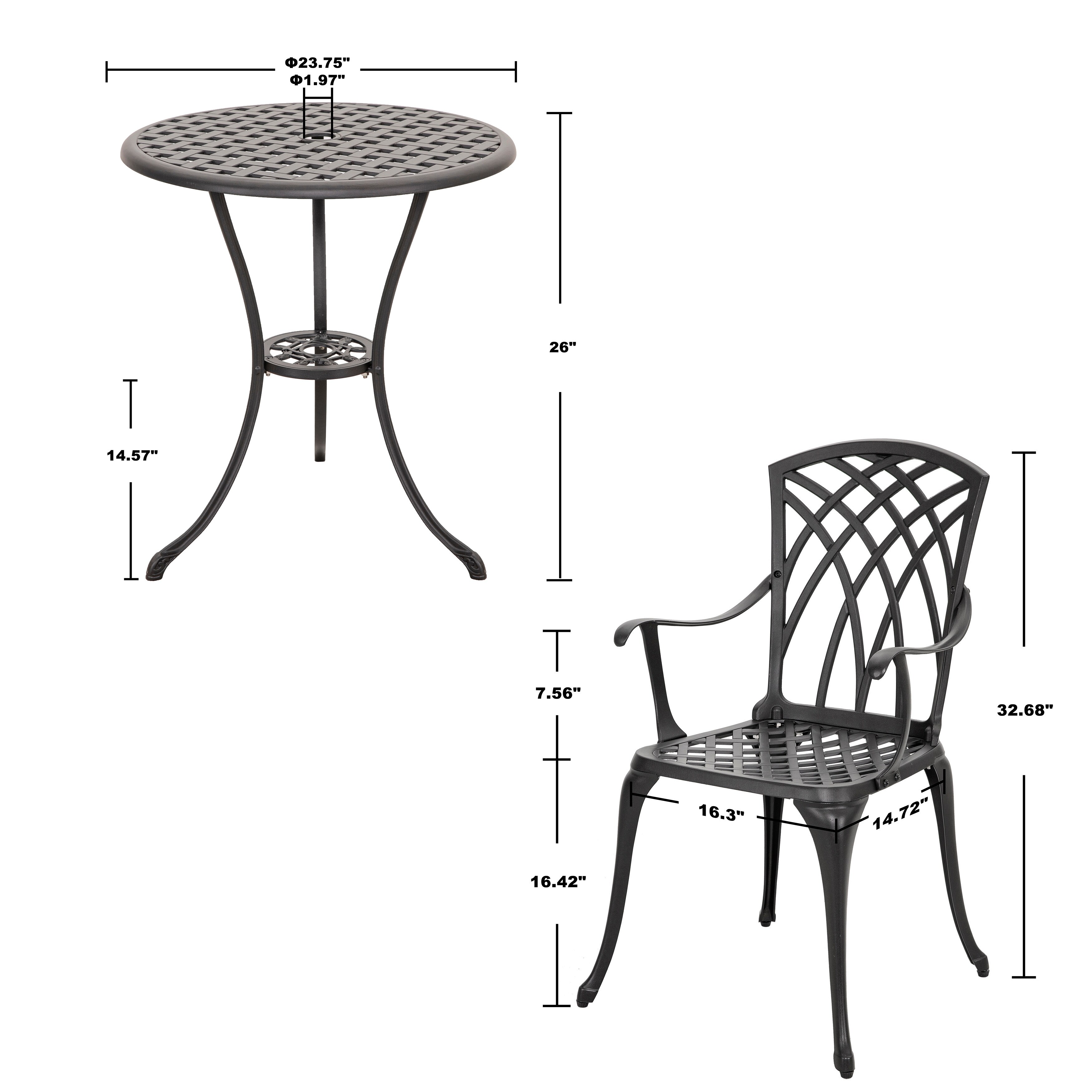 Aluminium bistro on sale table