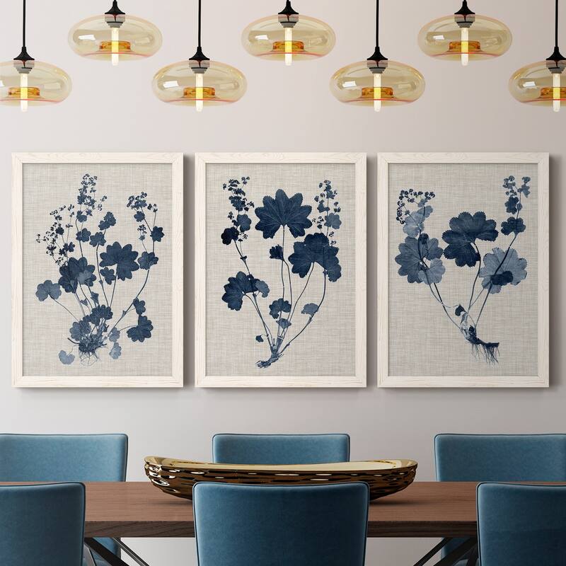 Navy & Linen Leaves II-Premium Framed Canvas - Ready to Hang - Multi-Color
