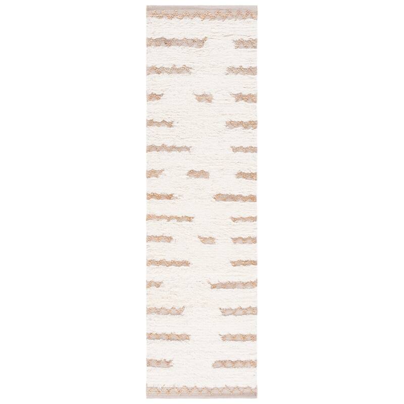 SAFAVIEH Handmade Natura Arbana Boho Wool & Jute Rug - 2'3" x 8' Runner - Ivory/Natural