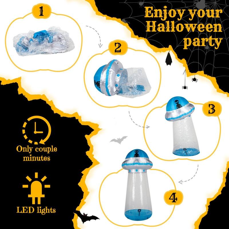 106 in. Halloween UFO Inflatable Yard Decor