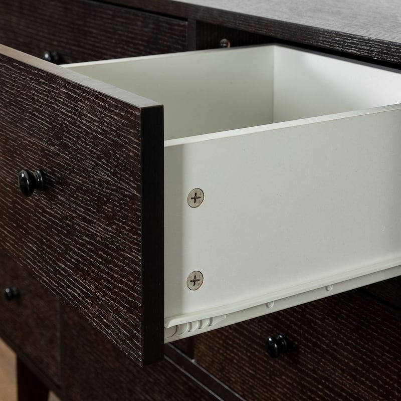 Modern Auburn Solid Wood Dresser Chest of Drawers with Retro Round Handle