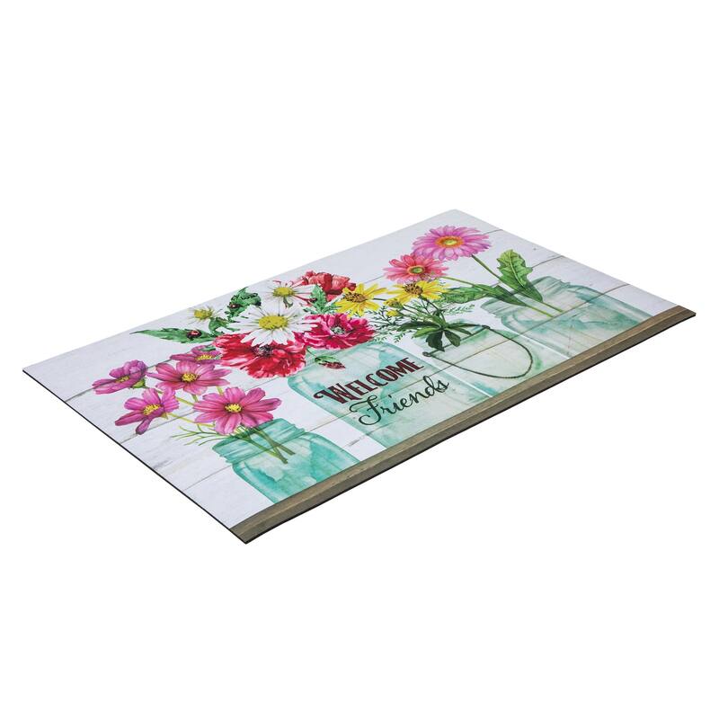 Welcome Friends Spring Bouquet Doormat 18" x 30" - 30