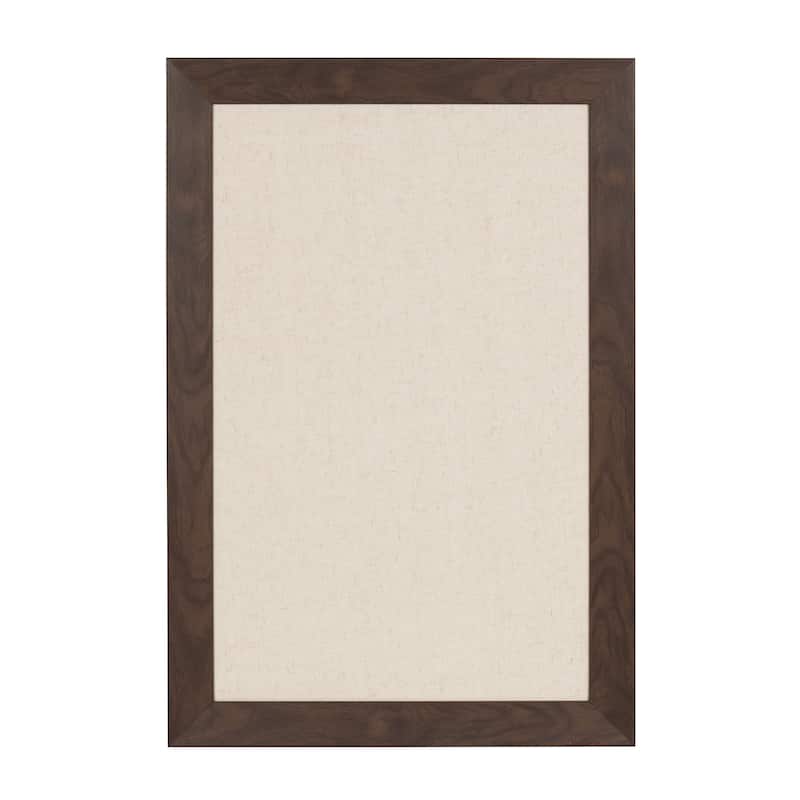 DesignOvation Beatrice Framed Linen Fabric Pinboard - 18x27 - Walnut Brown