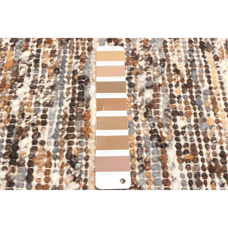 ECARPETGALLERY Braid weave Sienna Dark Brown Wool Rug - 6'1 x 9'1