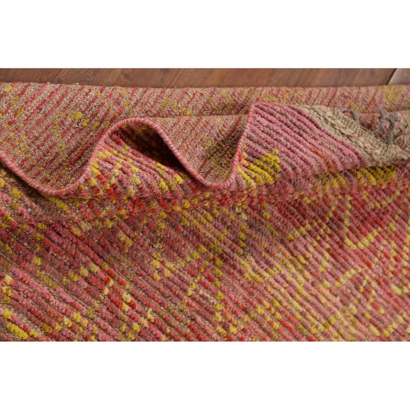 All-Over Moroccan Area Rug Hand-Knotted Wool Carpet - 6'1"x 10'4"