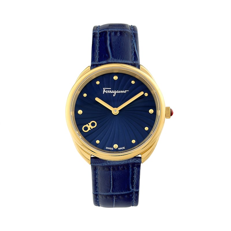 Ferragamo Women's Cuir 34mm Quartz Watch SFYN01422 - Blue - One Size