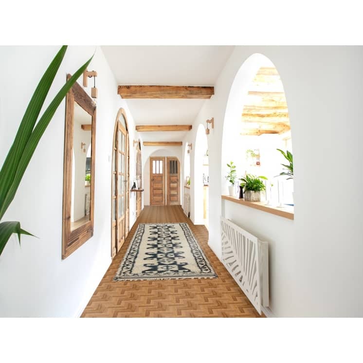 Anatolian Turkish Runner Rug Handmade Hallway Beige Wool Carpet - 3'0"x 11'5"