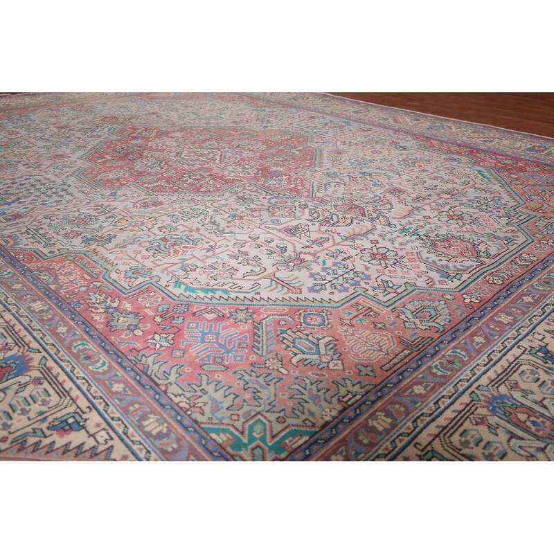 Geometric Tabriz Persian Vintage Area Rug Handmade Wool Carpet - 9'6"x 12'8"