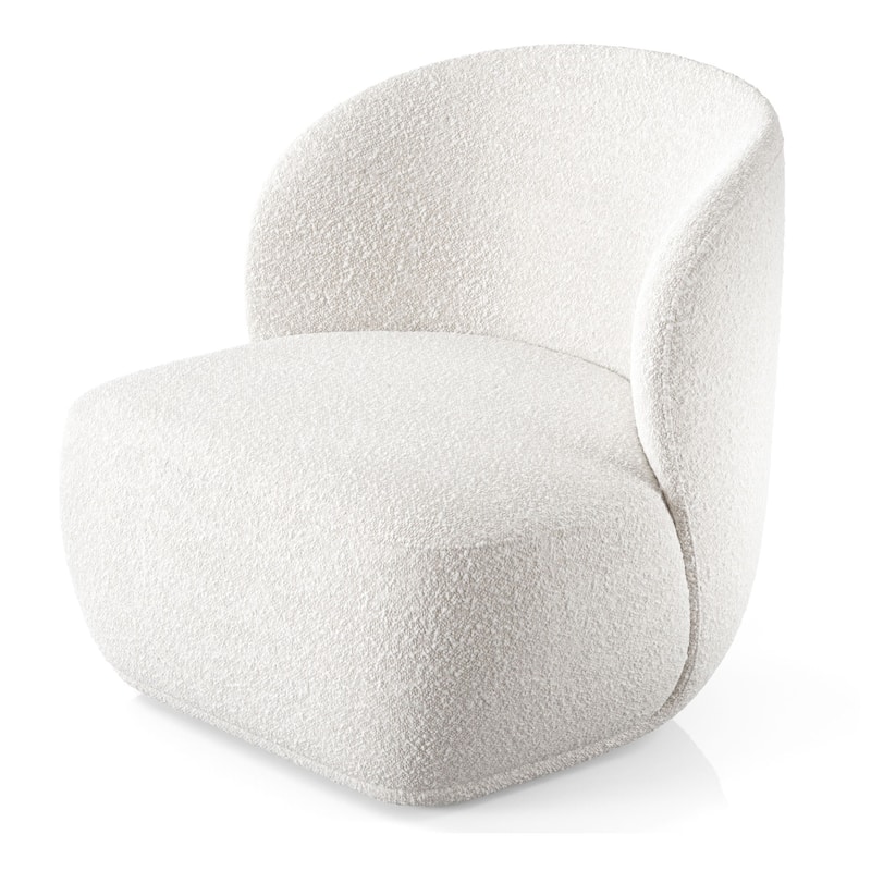 HomeRoots 31" White Boucle Wingback Chair - 31.00 in. x 28.40 in. x 30.00 in.