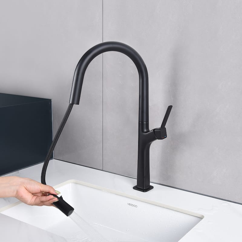 Single Handle Kitchen Faucet with Pull Down Sprayer Brass Single Hole Brass Pull Down Kitchen Sink Faucets