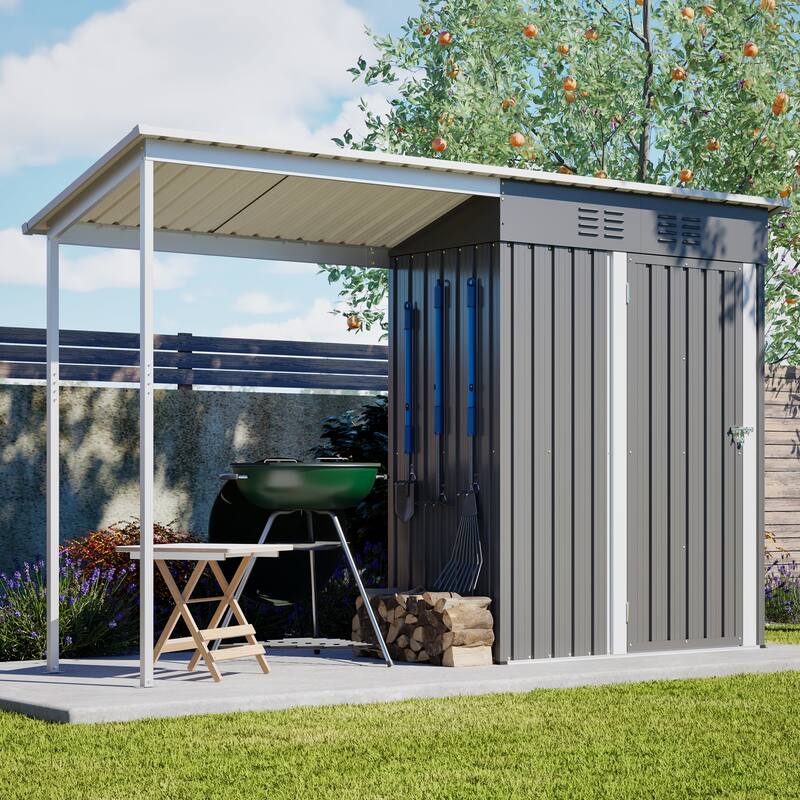 GDFStudio - Lucas All-Weather Outdoor Heavy Duty Metal Storage Shed with Robust Construction and Easy Assembly