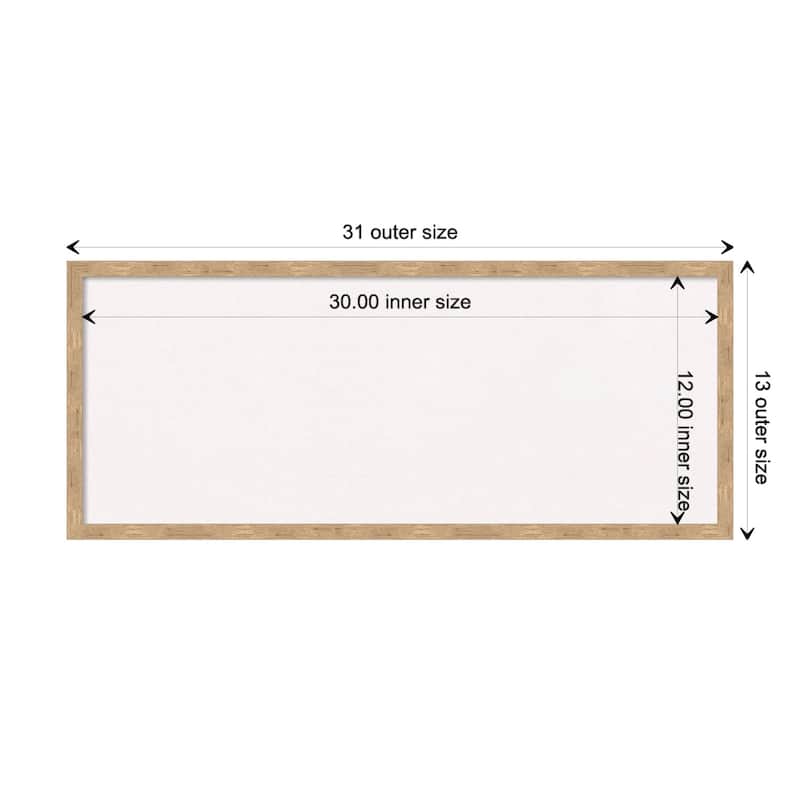 Imprint Wood Framed White Corkboard Bulletin Board - Imprint Light Bronze - Board Size 30x12