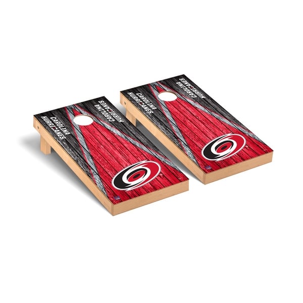 slide 2 of 5, Carolina Hurricanes NHL Triangle Cornhole Board Set Include Carrying Case