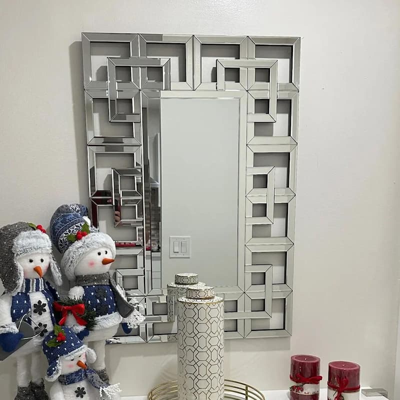 Large Retro Geometric Border Accent Wall Mirror
