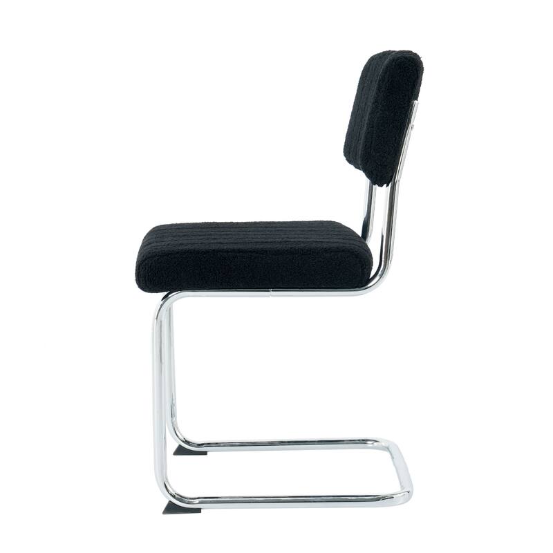 Modern simple light luxury dining chair Black chair Family bedroom stool back Dressing chair Student chair Metal legs (s