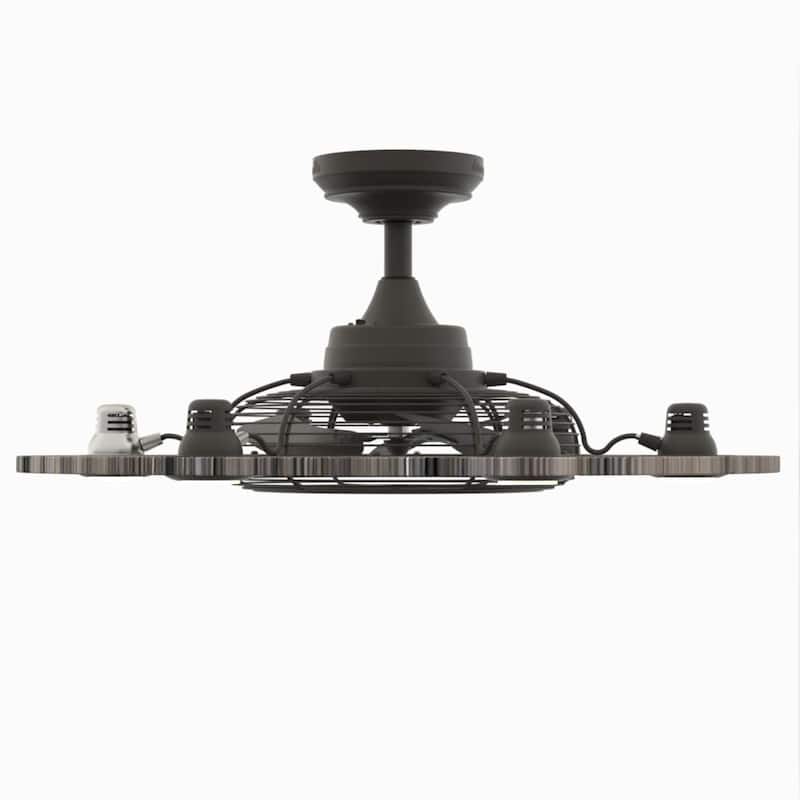 Fanimation Studio Collection Dex 12 inch Matte Griege Fandelier Ceiling Fan With LED Lights and Remote