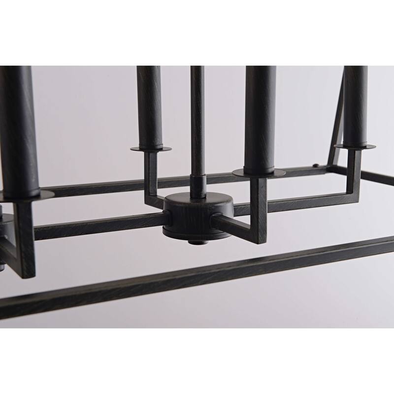Joshua 8-Light Antique Black Rectangle Candle Chandelier - 42" L x 12" W x 64" H